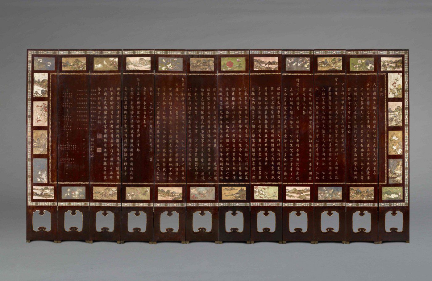 Back of the screen in Coromandel lacquer dated 1691