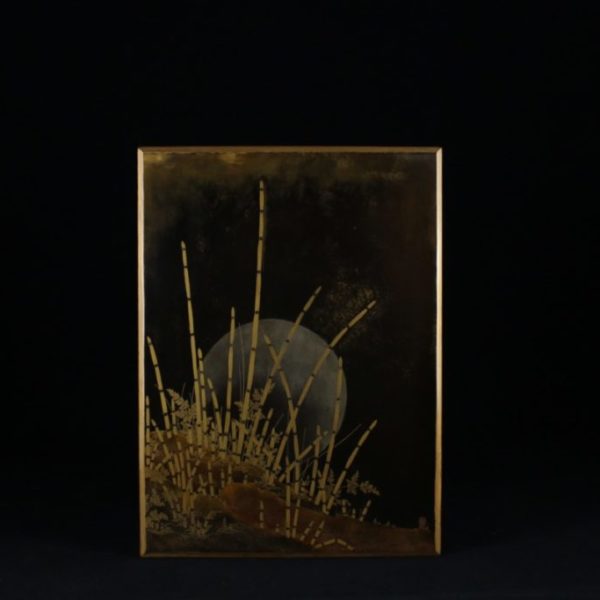 Gold lacquer box decorated with branches & moon